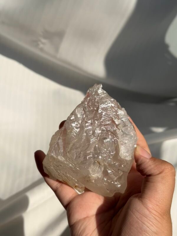 Himalayan Crystal Palm Stone | White Translucent with Deep Mountain Veins 16H
