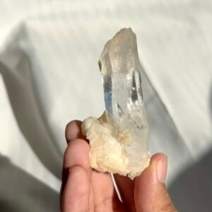 Transparent Sculptural Himalayan Single Crystal with White Calcite Symbiosis  11F