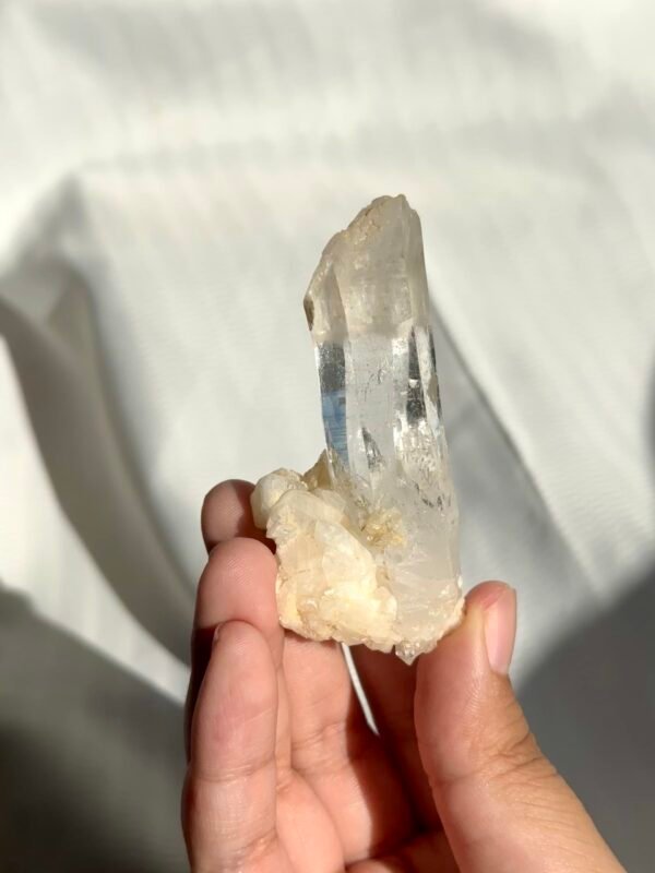 Transparent Sculptural Himalayan Single Crystal with White Calcite Symbiosis  11F
