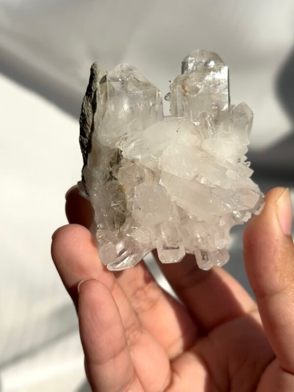 Himalayan White Crystal Cluster with Green Phantom  16I