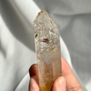 White Translucent Flashy Himalayan Crystal Palm Stone  12B