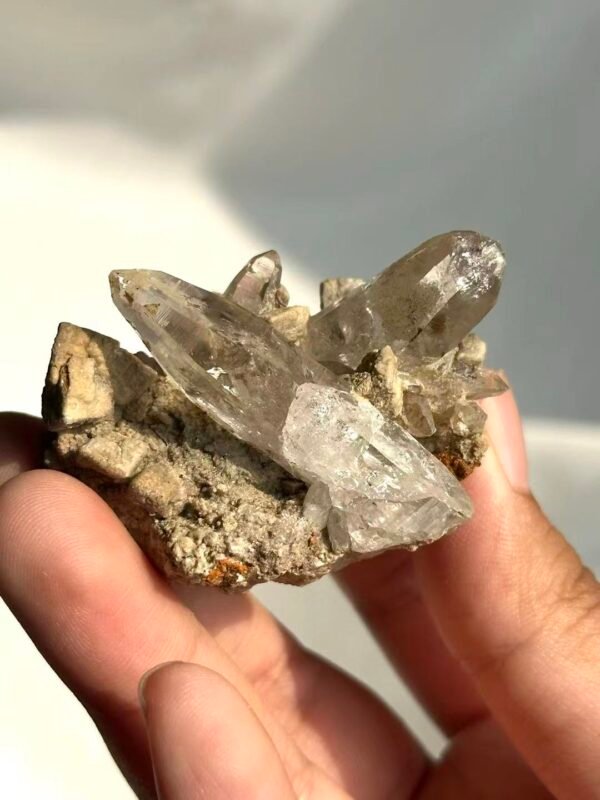 Twin-Cone Himalayan  Crystal Cluster with Calcite Intergrowth  15I