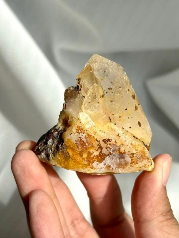 Yellow Rubber Flower Crystal with Limonite Intergrowth - Himalayan Tibetan Mine Origin 12H
