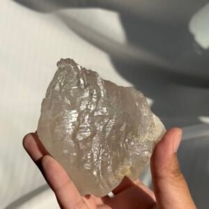 Himalayan Crystal Palm Stone | White Translucent with Deep Mountain Veins 16H