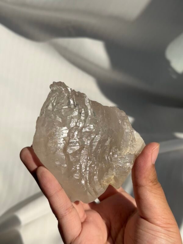 Himalayan Crystal Palm Stone | White Translucent with Deep Mountain Veins 16H