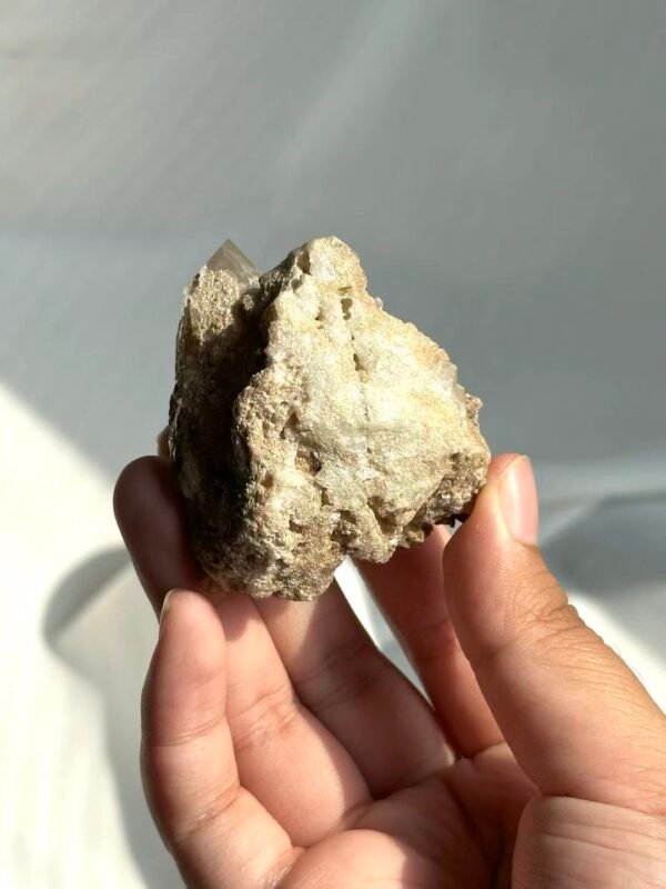 Intergrown Himalayan Crystal with Platinum-White Calcite, Fine Sparkling Mica & Small Green Ore  15F