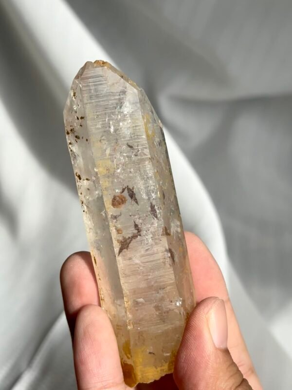 White Translucent Flashy Himalayan Crystal Palm Stone  12B