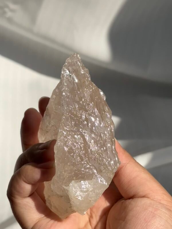Himalayan Crystal Palm Stone | White Translucent with Deep Mountain Veins 16H