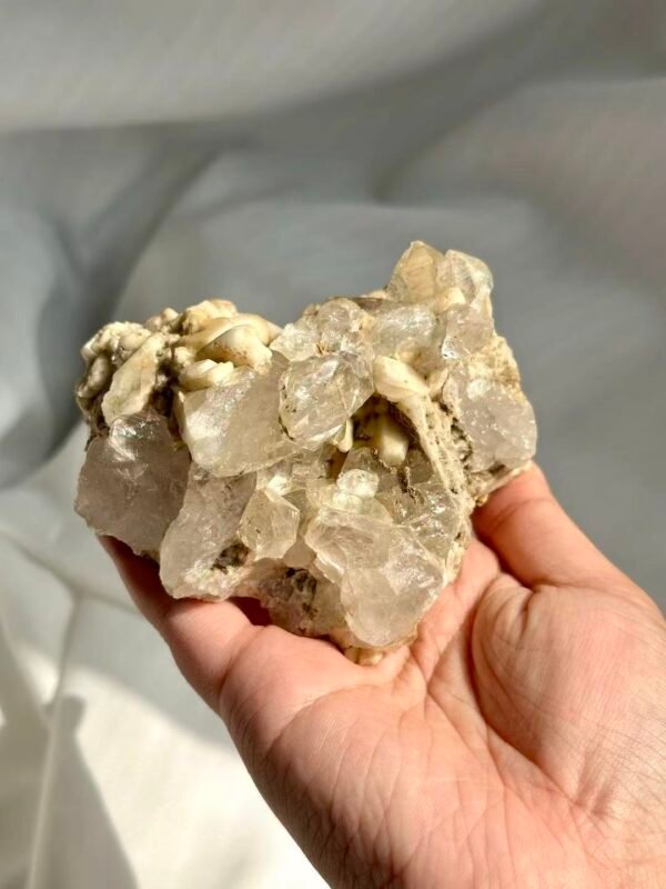 Himalayan Crystal Ornament with White Chocolate Calcite Symbiosis  13H