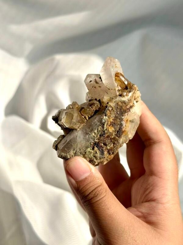 Himalayan Crystal Cluster with Epiphytic Brown Ore Rind (Tibetan Origin)  14C