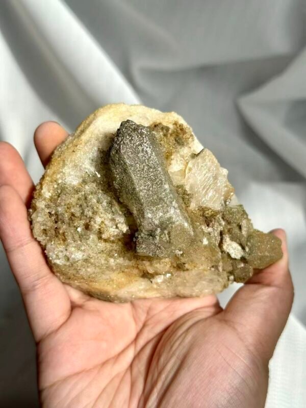 Tibetan Green Phantom Himalayan Crystal Cluster with Buddha's Top & Sparkling Crystal Druse Base  12F