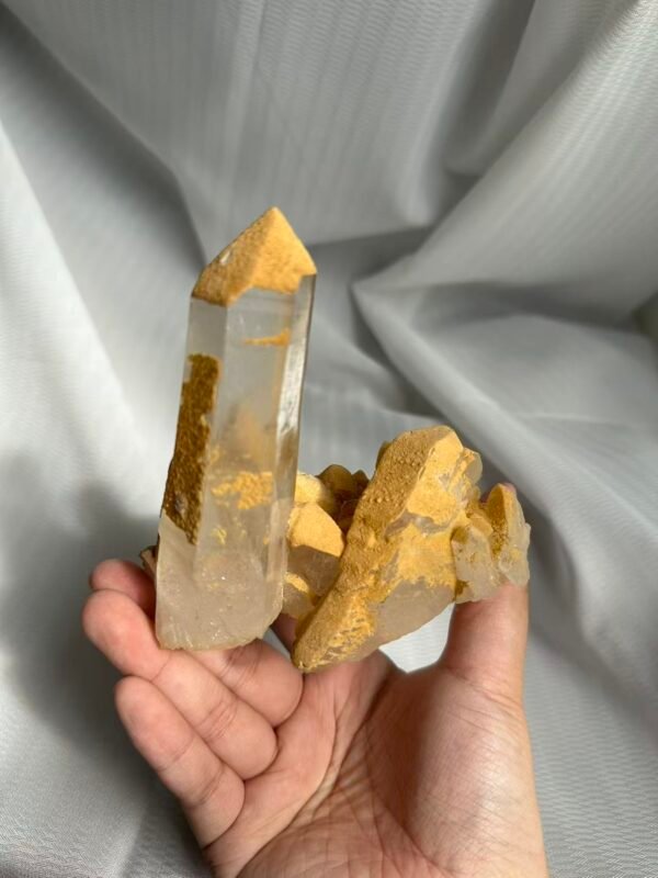 Himalayan Crystal Cluster with Special Desert Rainbow Mineral Epitaxial Coating  11L