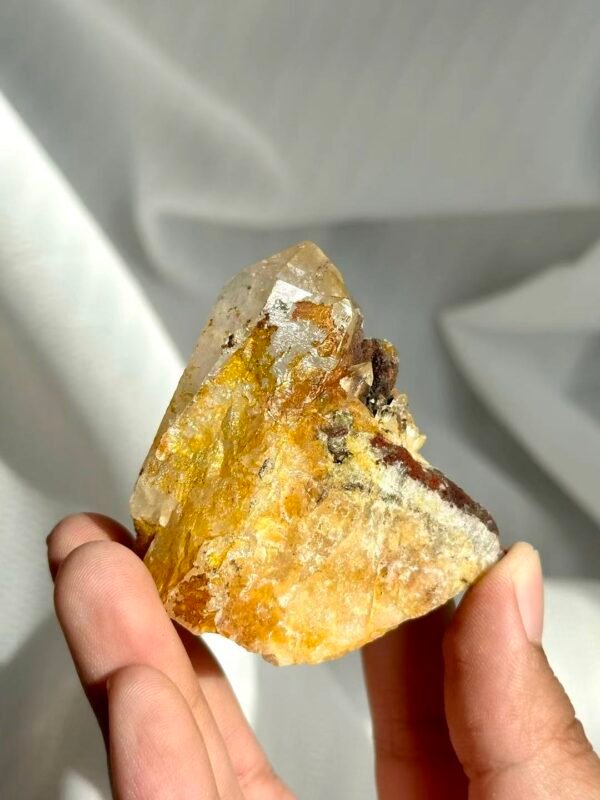 Yellow Rubber Flower Crystal with Limonite Intergrowth - Himalayan Tibetan Mine Origin 12H