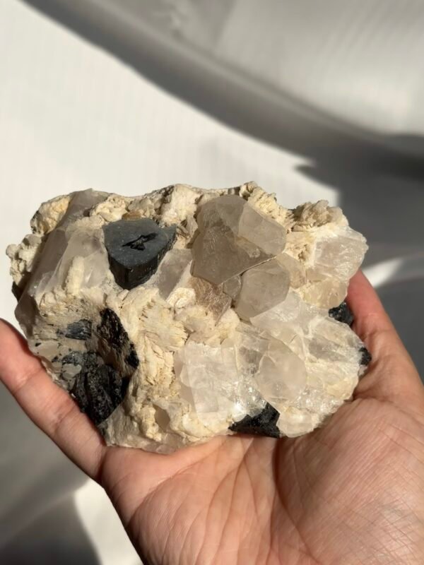 Himalayan Silver Mica, Feldspar & Black Tourmaline Crystal Cluster  16J