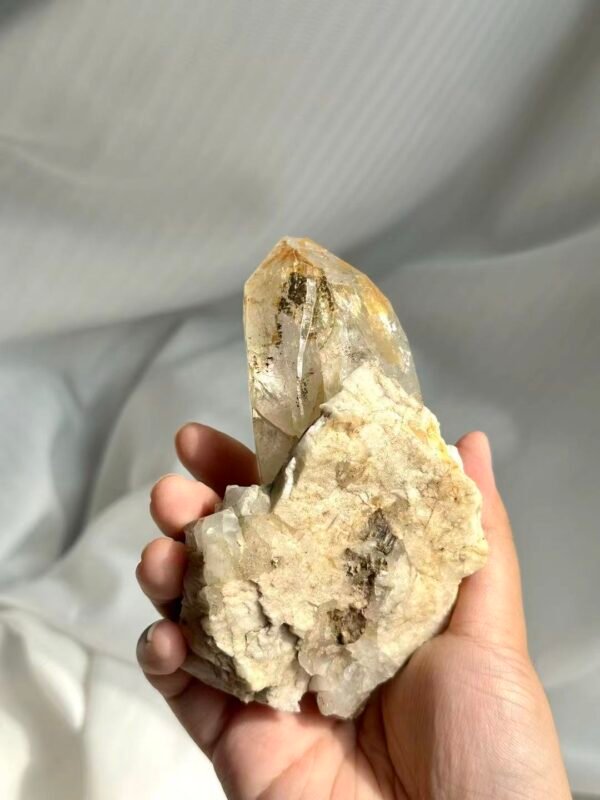Himalayan Crystal with White Square Feldspar Symbiosis  13I
