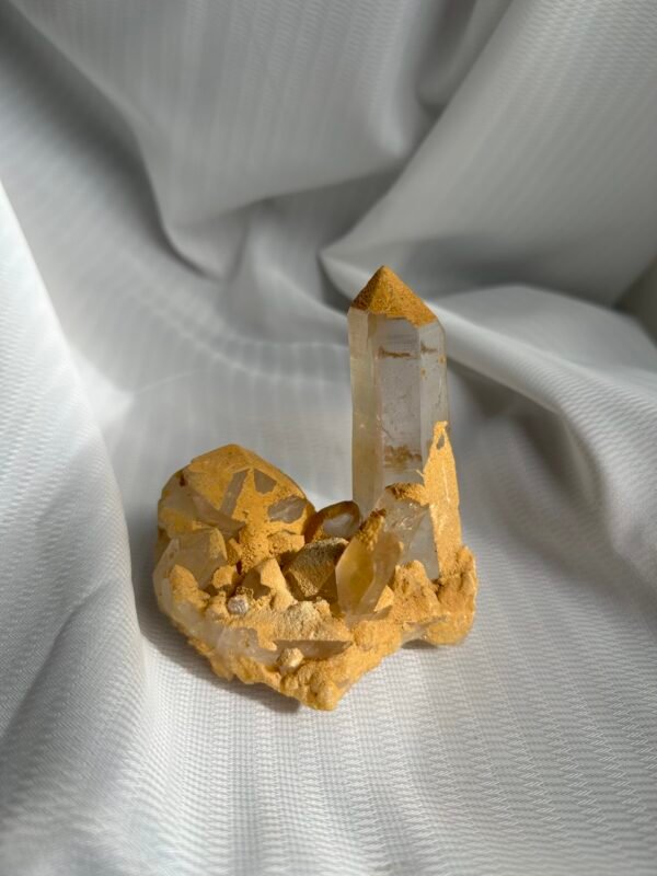 Himalayan Crystal Cluster with Special Desert Rainbow Mineral Epitaxial Coating  11L