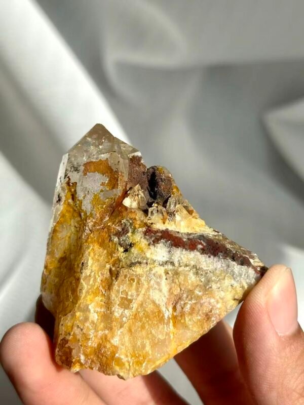 Yellow Rubber Flower Crystal with Limonite Intergrowth - Himalayan Tibetan Mine Origin 12H