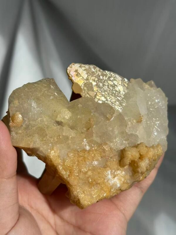 Himalayan Crystal Cluster with Special Desert Rainbow Mineral Epitaxial Coating  11L