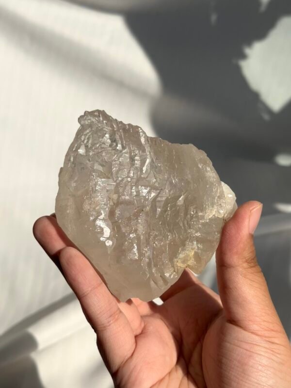 Himalayan Crystal Palm Stone | White Translucent with Deep Mountain Veins 16H