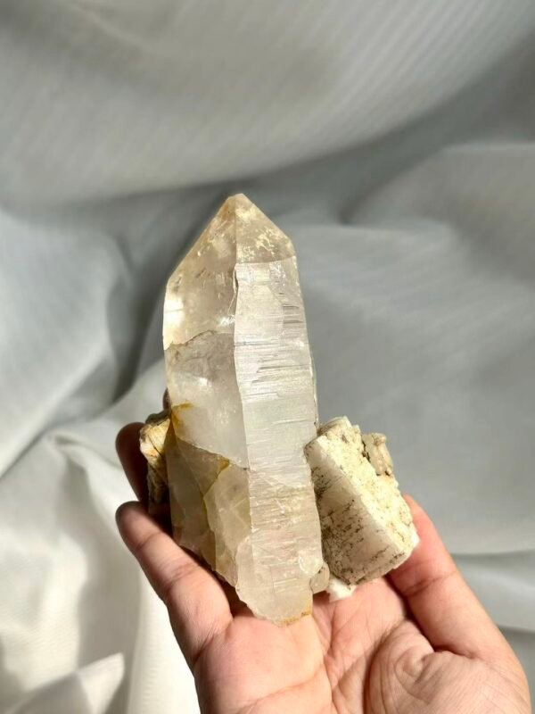 Himalayan Crystal with White Square Feldspar Symbiosis  13I