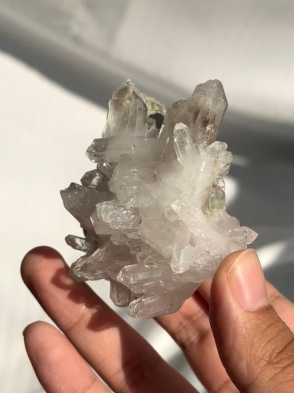 Himalayan White Crystal Cluster with Green Phantom  16I