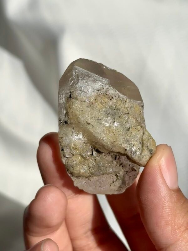 Transparent Himalayan crystal with white ghost and rutine interior  11C
