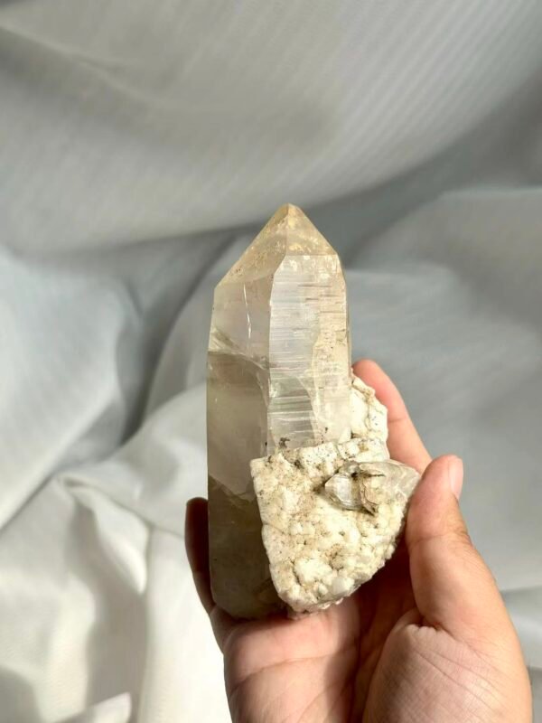 Himalayan Crystal with White Square Feldspar Symbiosis  13I