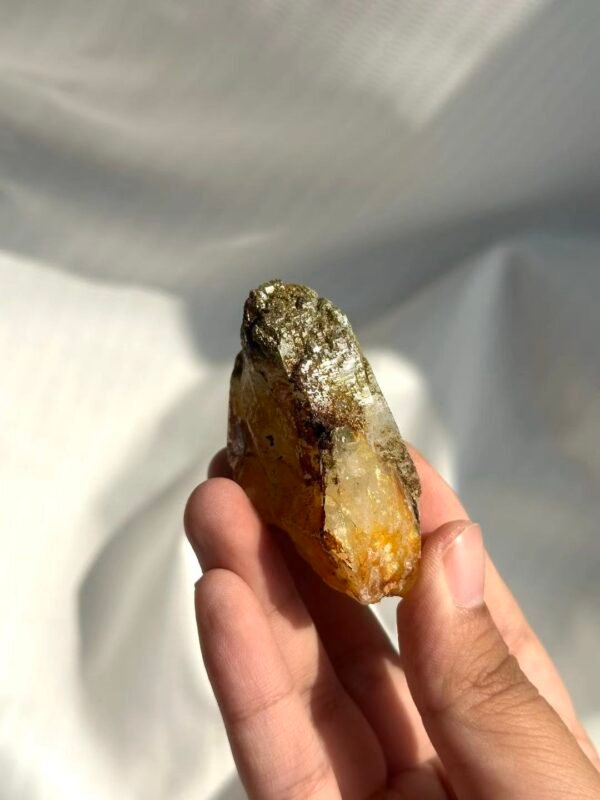 Himalayan Crystal (Tibetan Origin): Green Phantom with Red-Orange Ore Rind  14E