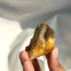 Himalayan Crystal (Tibetan Origin): Green Phantom with Red-Orange Ore Rind  14E