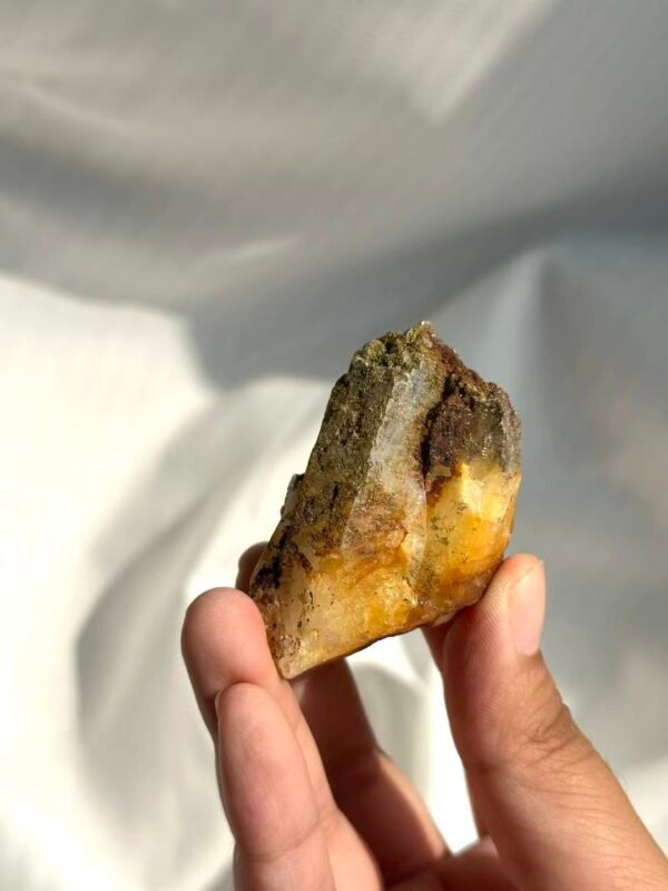 Himalayan Crystal (Tibetan Origin): Green Phantom with Red-Orange Ore Rind  14E