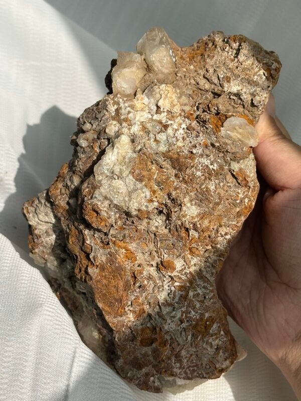 Tibetan Himalayan crystal and rose calcite symbiotic ornaments  09B