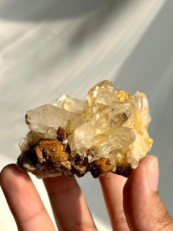 Champagne-Hued Himalayan Crystal Cluster with Siderite Intergrowth  15J