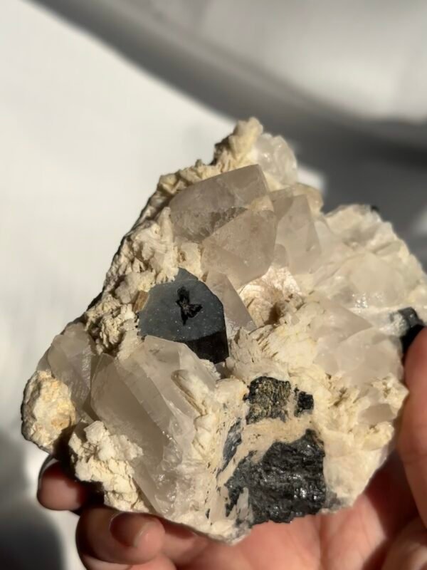 Himalayan Silver Mica, Feldspar & Black Tourmaline Crystal Cluster  16J