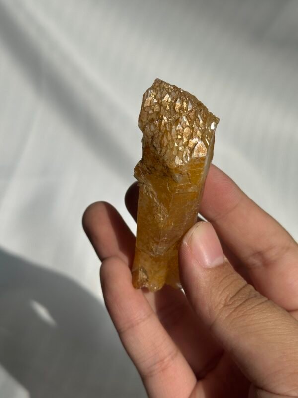 Yellow gold mineral leather Himalayan double-pointed floating crystal  09H