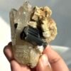Himalayan Crystal Intergrown with Black Tourmaline & Albite - Medium Handheld Size  15G