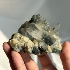 Green Phantom-Calcite Intergrown Himalayan Crystal Cluster  15D