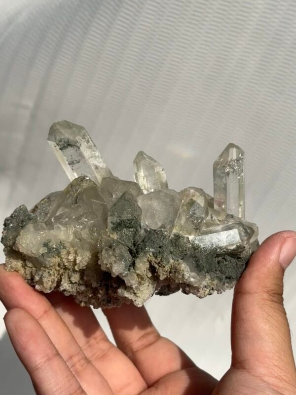 Himalayan green mudstone calcite crystal symbiotic cluster 10B