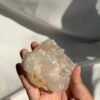 Himalayan Crystal Palm Stone | White Translucent with Deep Mountain Veins 16H