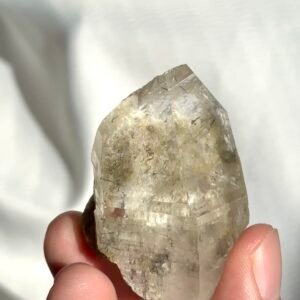 Transparent Himalayan crystal with white ghost and rutine interior  11C