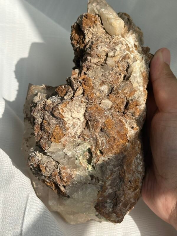 Tibetan Himalayan crystal and rose calcite symbiotic ornaments  09B