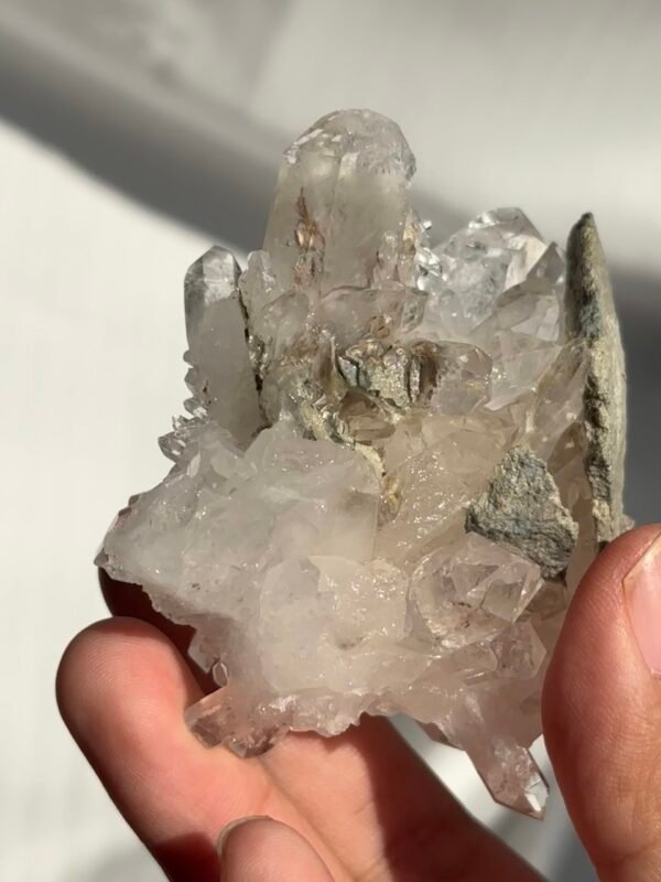 Himalayan White Crystal Cluster with Green Phantom  16I