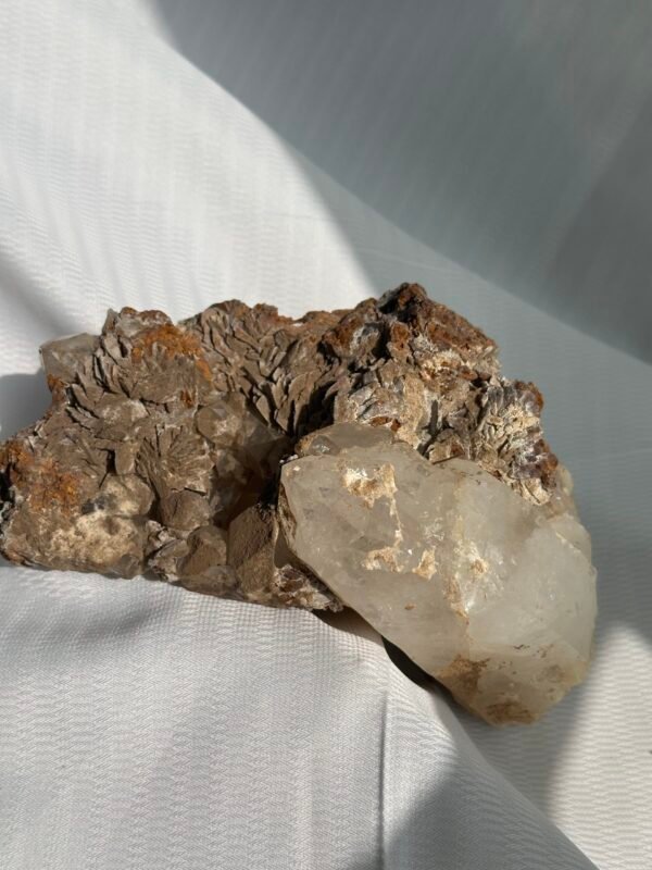 Tibetan Himalayan crystal and rose calcite symbiotic ornaments  09B