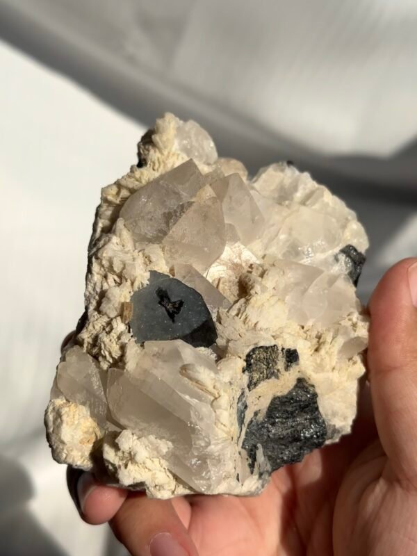 Himalayan Silver Mica, Feldspar & Black Tourmaline Crystal Cluster  16J