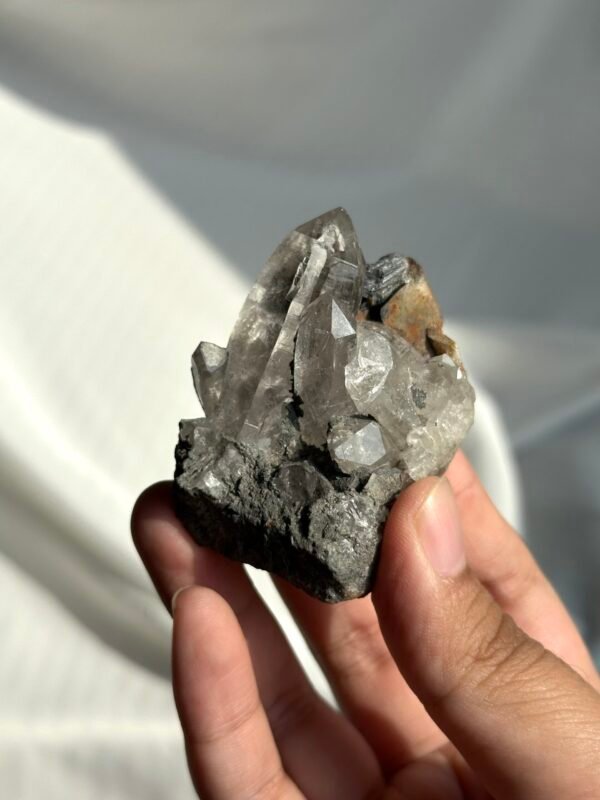 Black Iron Ore & Calcite Intergrown Himalayan Crystal Cluster  15E