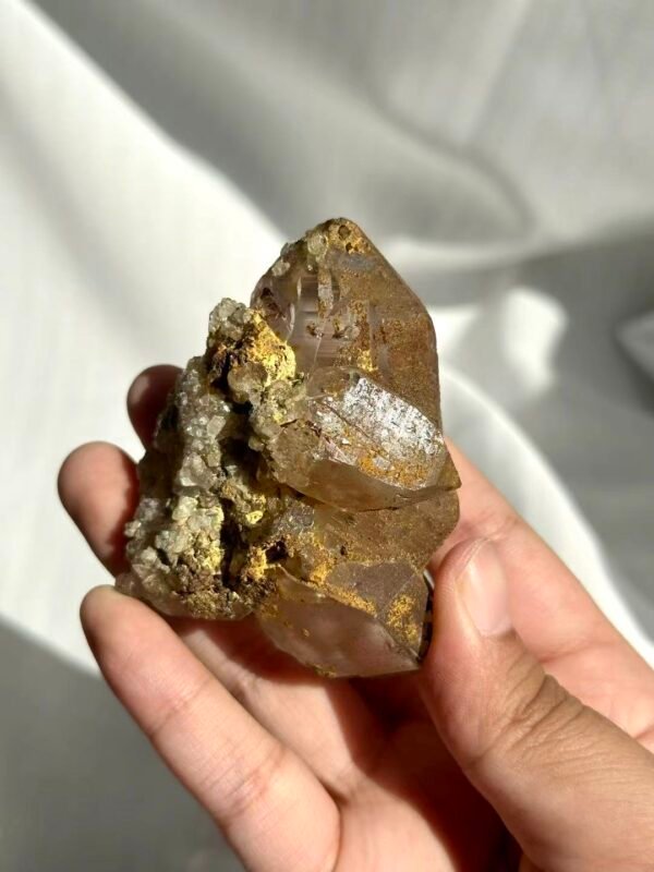 Tea-Brown Himalayan Polysynthetic Crystal with Symbiotic Siderite and Rutile  A03