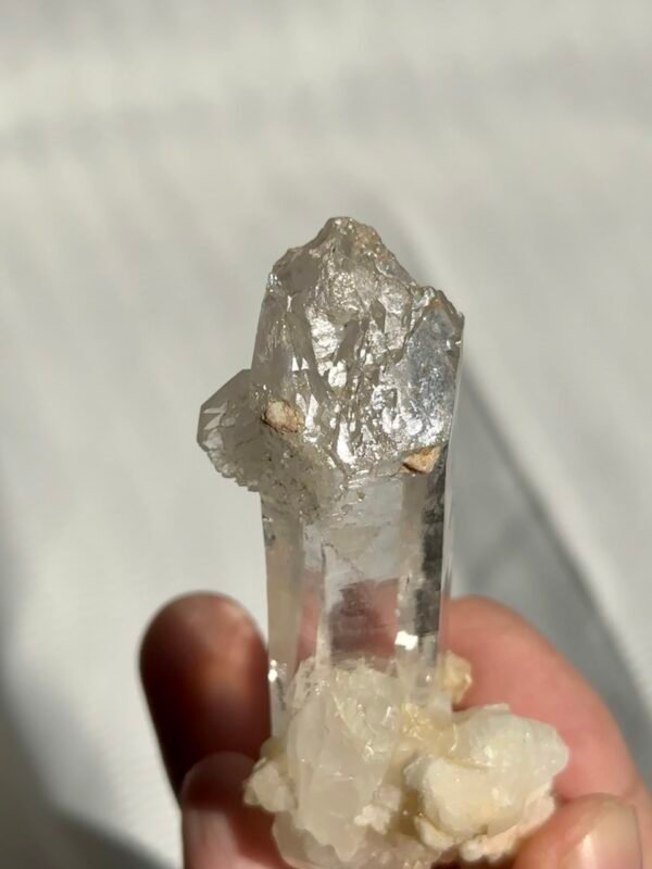 Transparent Sculptural Himalayan Single Crystal with White Calcite Symbiosis  11F