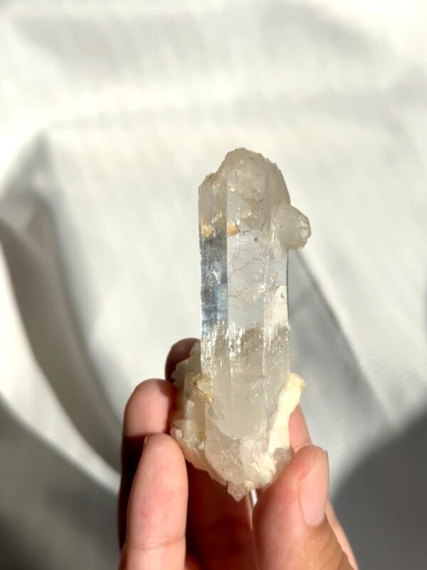 Transparent Sculptural Himalayan Single Crystal with White Calcite Symbiosis  11F