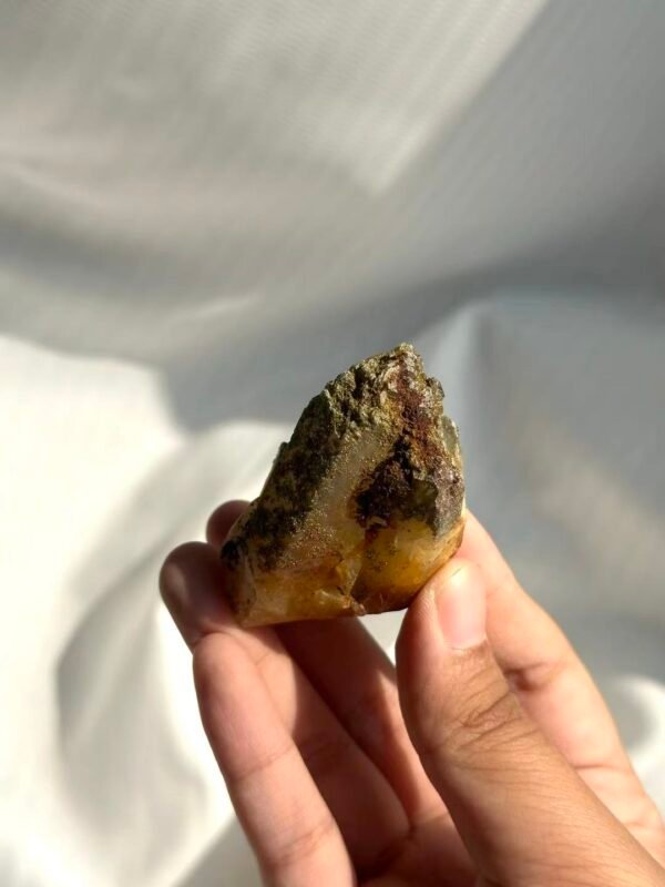 Himalayan Crystal (Tibetan Origin): Green Phantom with Red-Orange Ore Rind  14E