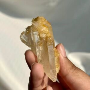 Himalayan Mini Sculptural Crystal with Golden Crystal Blossom Epitaxy  15H