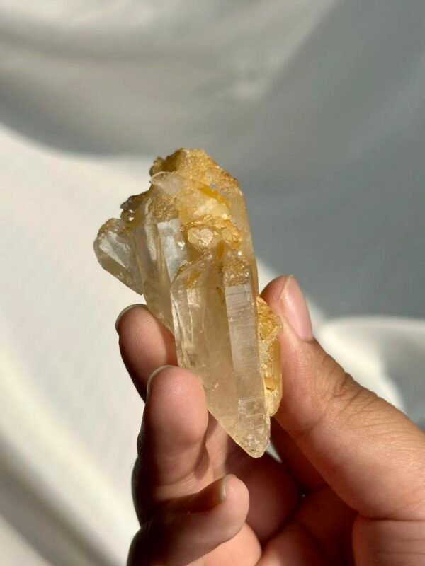 Himalayan Mini Sculptural Crystal with Golden Crystal Blossom Epitaxy  15H